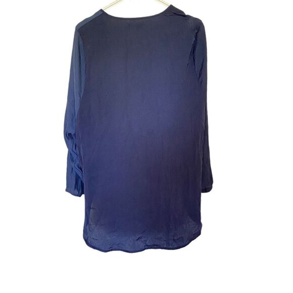 Silence + Noise Blue faux wrap cut really low high low hem long sleeve medium - Picture 6 of 6